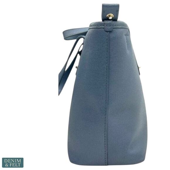 Furla Genuine Leather Blue Tote Bag with Strap Satchel Shoulder Bag Authentic - Picture 5 of 13